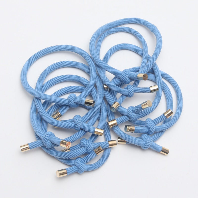 10PC Hair Bands Scrunchies Gold Plated